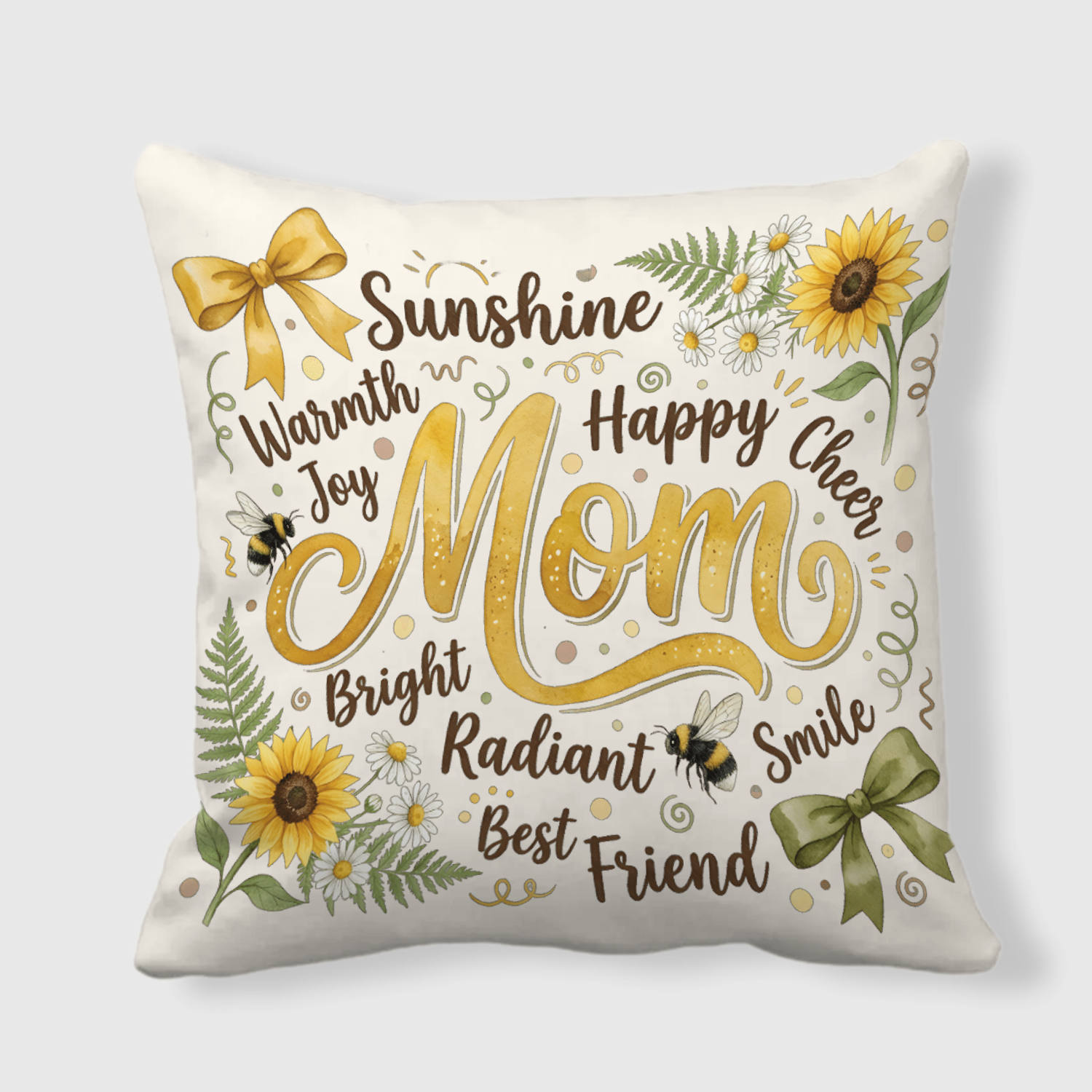 Sunflower Floral Throw Pillow for Mom Mother's Day Gift