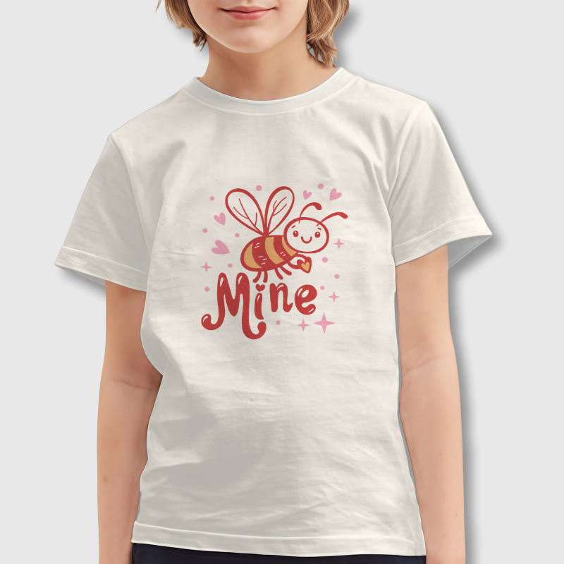 Cute Bee Mine Print Kids T-Shirt for Boys Girls Valentine Gift