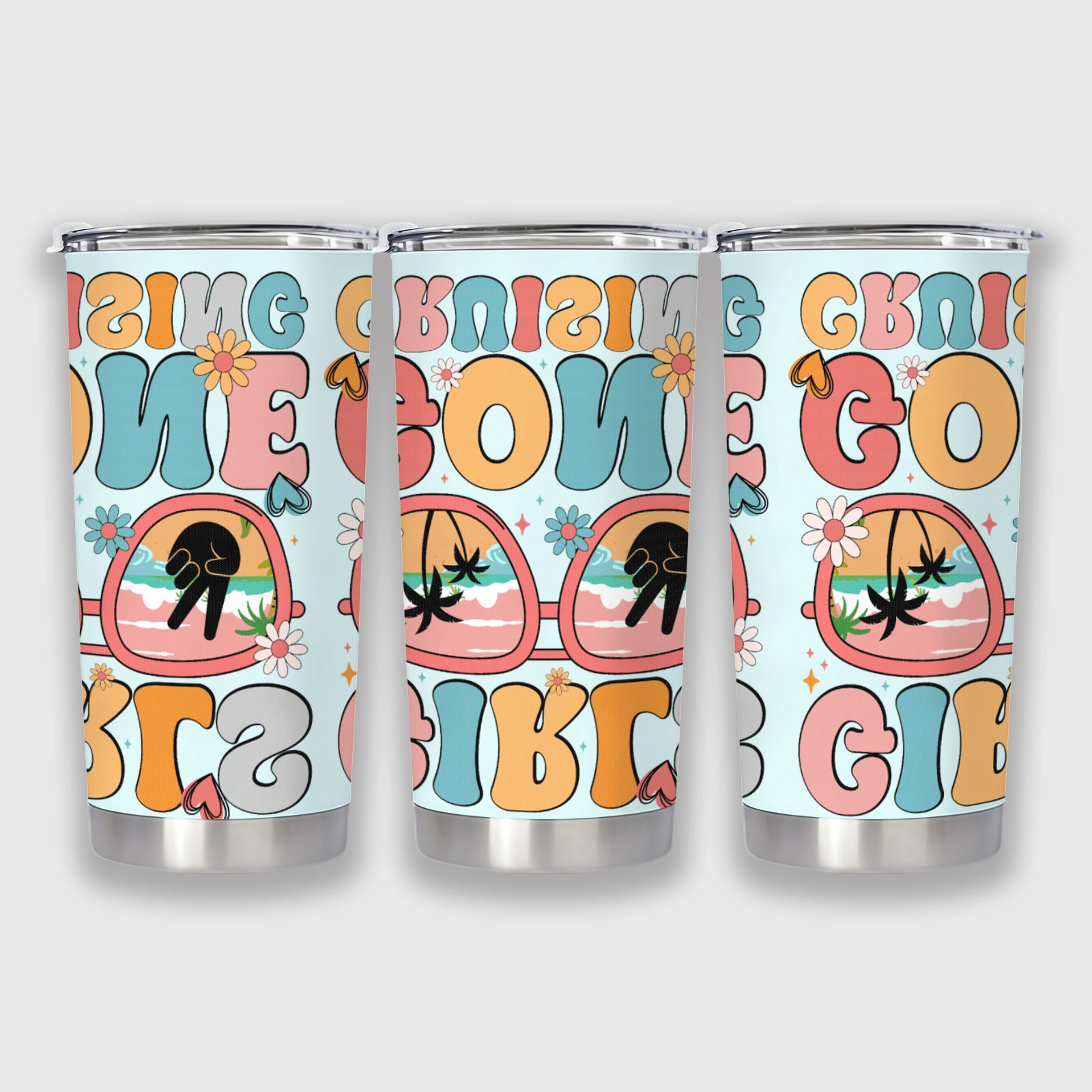 Retro Groovy Insulated Stainless Steel Tumbler for Birthday Gifts Beach Trips