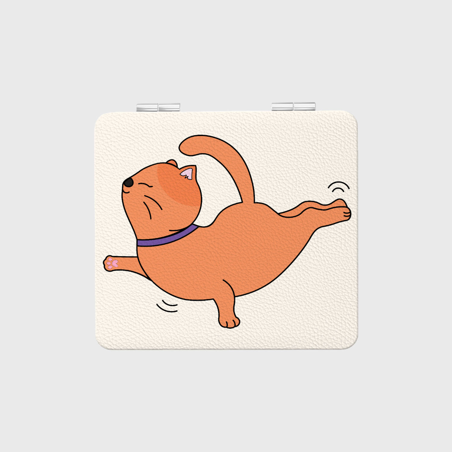 Cute Orange Cat Square Portable Pocket Makeup Mirror for Women Girls Birthday & Friendship Gifts