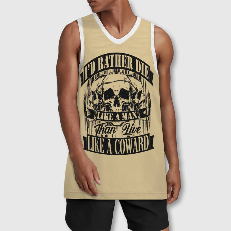 Skull Quote Basketball Jersey for Men Casual Wear