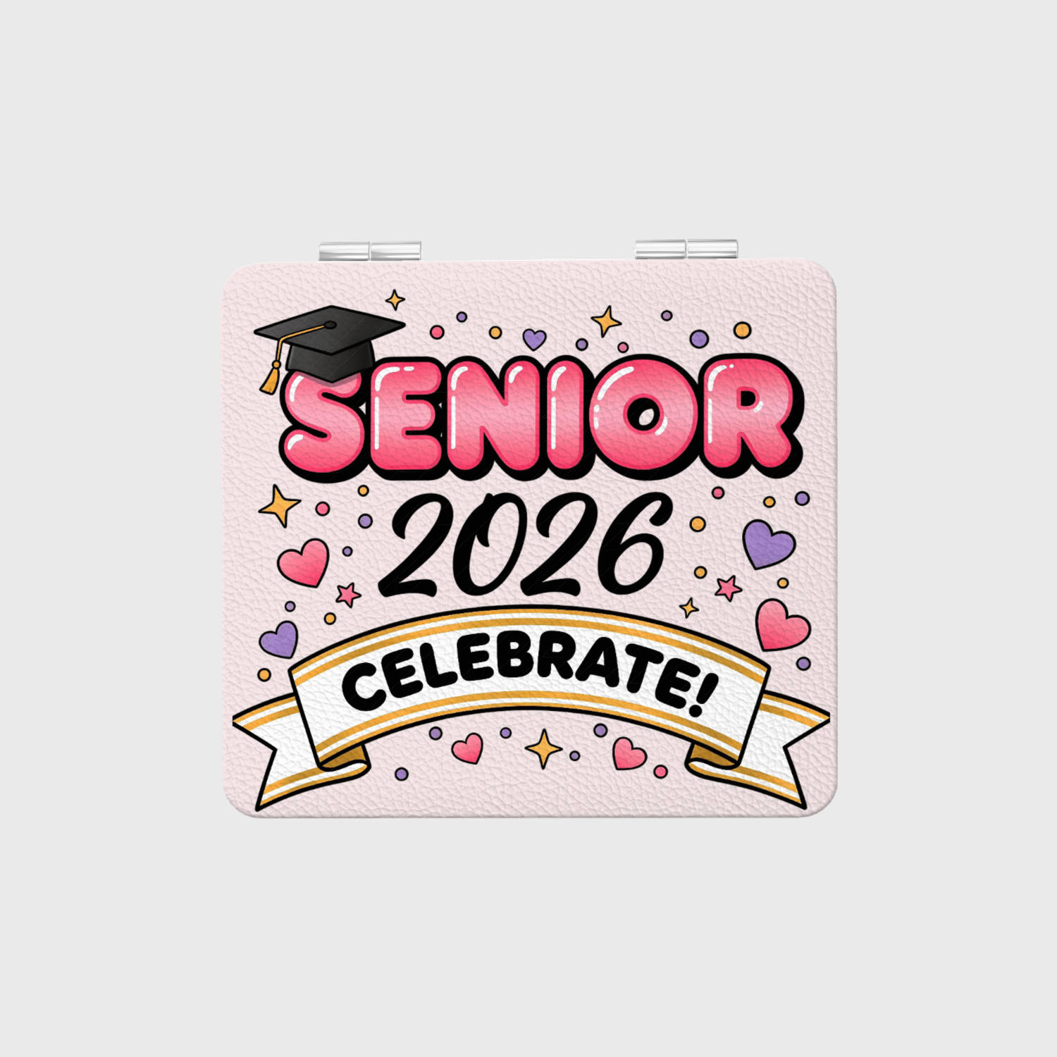 Senior 2026 Square Portable Pocket Makeup Mirror, Graduation Gift for High School Graduates