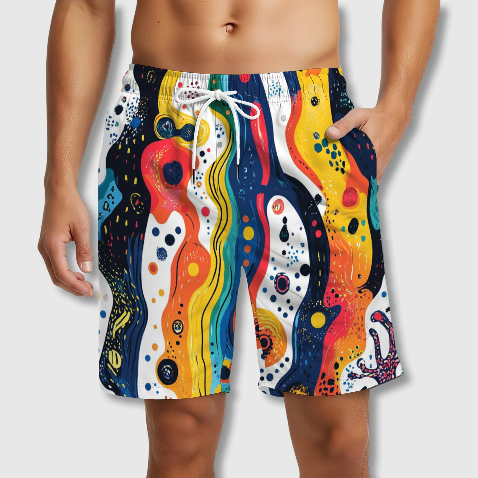 Abstract Psychedelic Wave Swim Trunks for Men Summer Wear