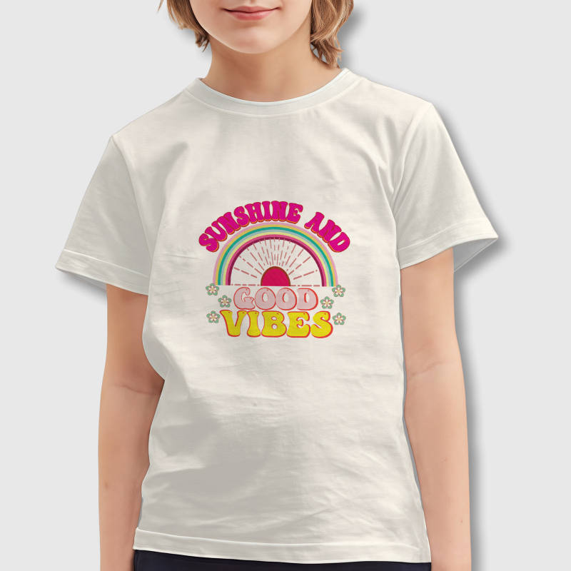 Sunshine Good Vibes Kids Short Sleeve T-Shirt for Summer