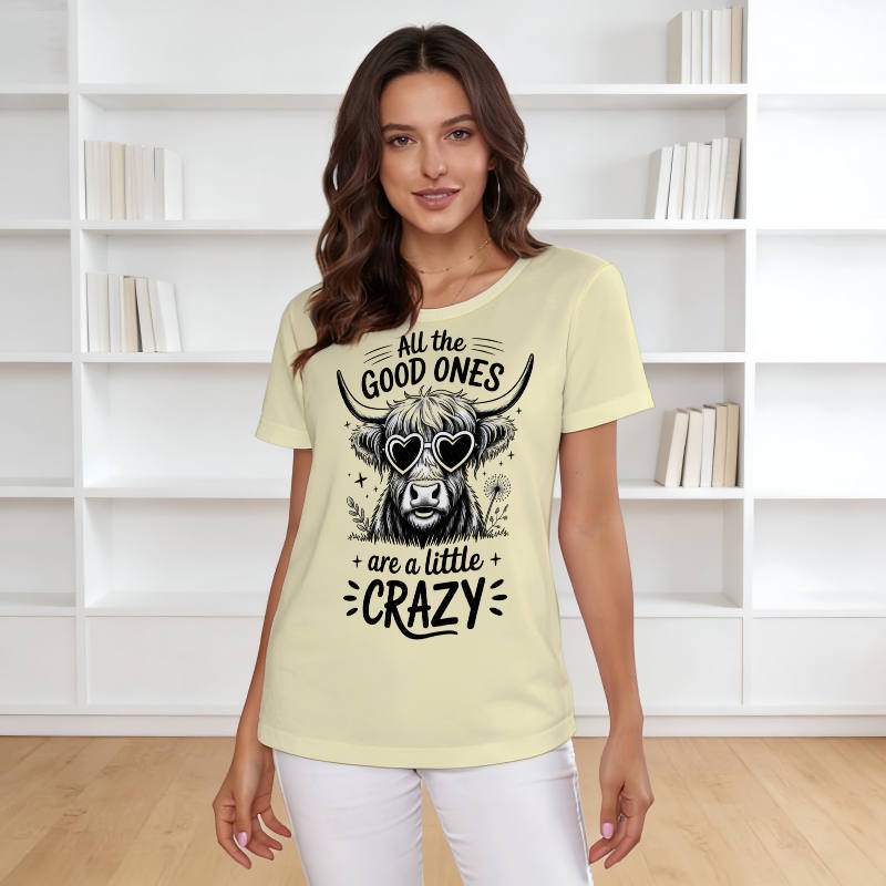Funny Highland Cow Women's T-Shirt for Cow Lovers Casual Wear