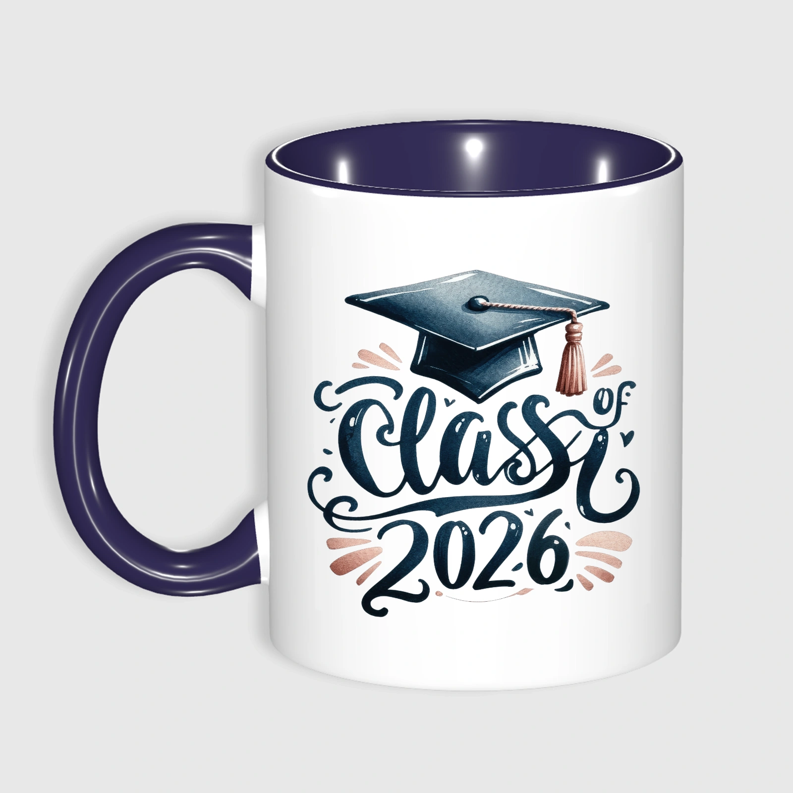 11oz Two-Tone Navy Blue Ceramic Mug for Class of 2026 Graduation Gifts & Keepsakes