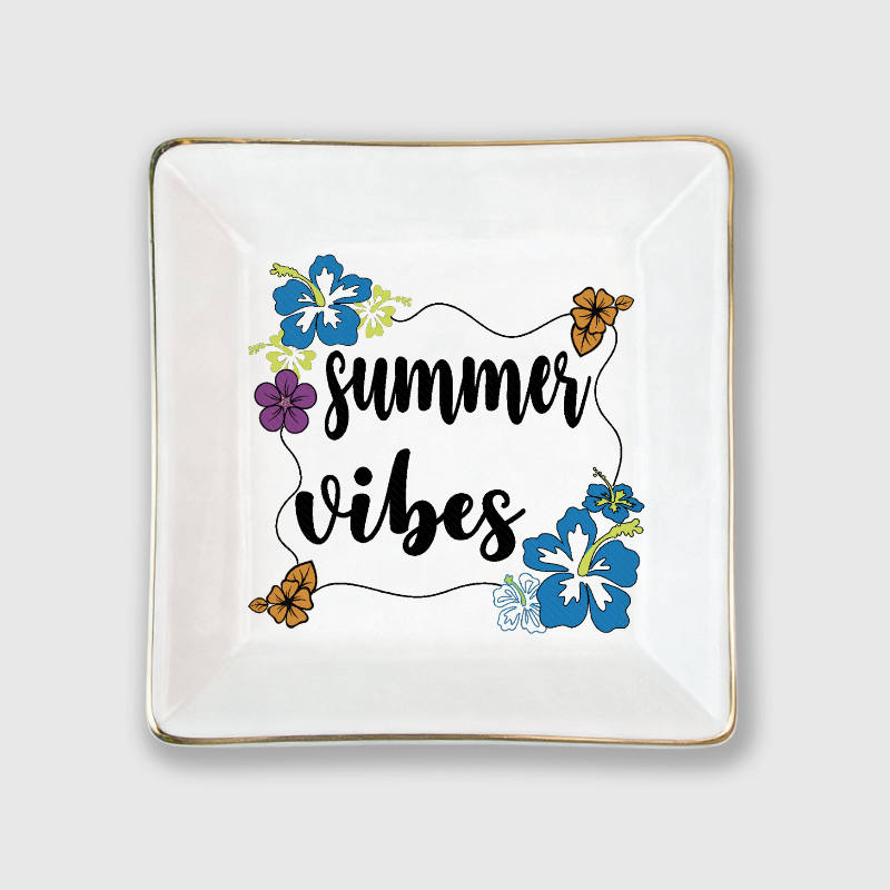 Summer Vibes Floral Ceramic Jewelry Tray for Gifting