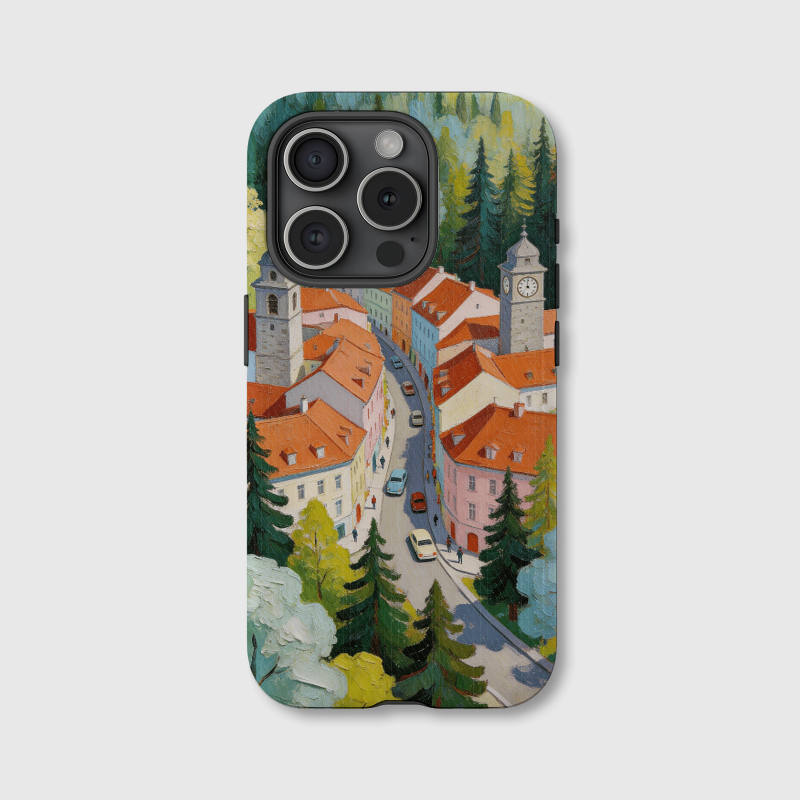 Scenic European Town Oil Painting Magnetic Phone Case for Gifting, Birthdays & Daily Use