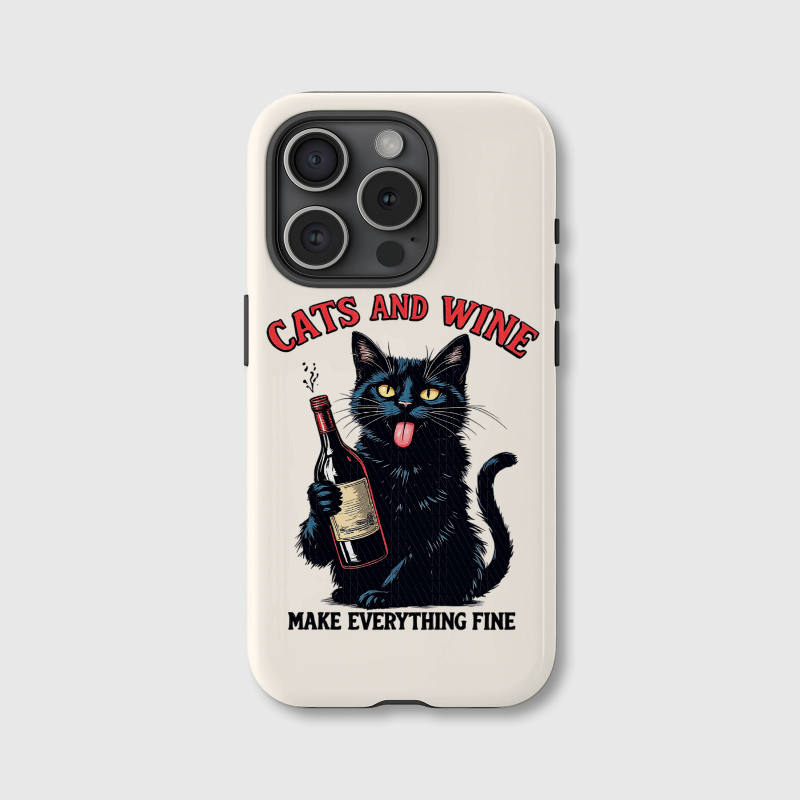 Cats and Wine Magnetic Phone Case for Cat Lovers Funny Birthday Gift for Women & Friends