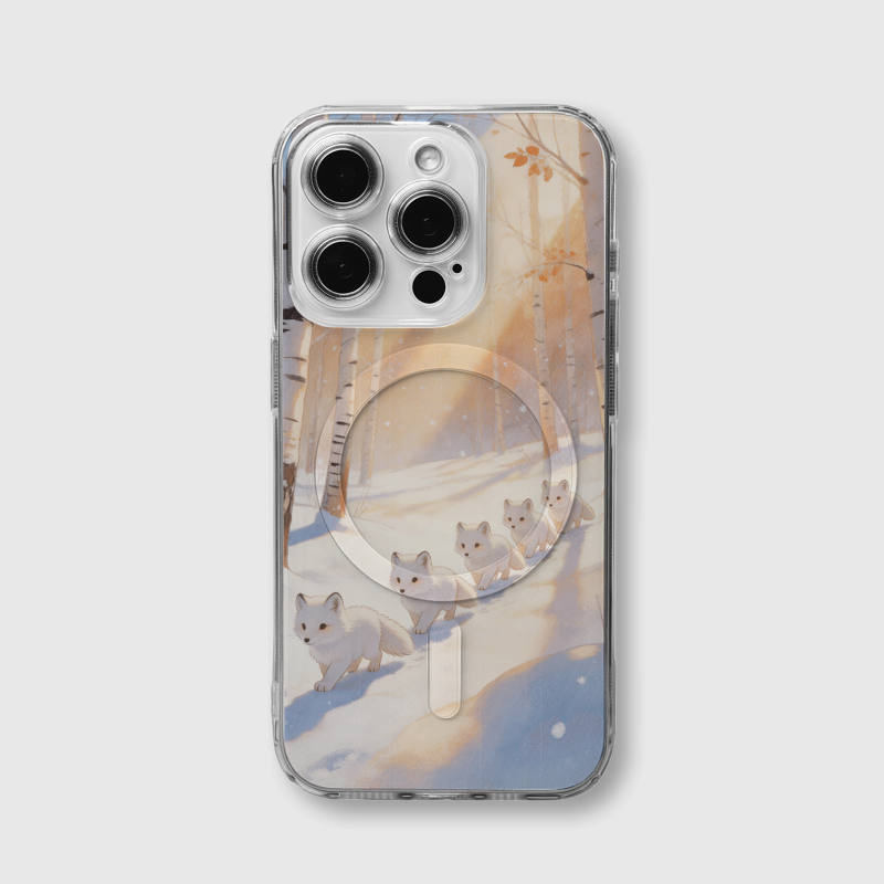 Cute Arctic Fox Clear Magnetic Case for Fox Lovers Winter Gift