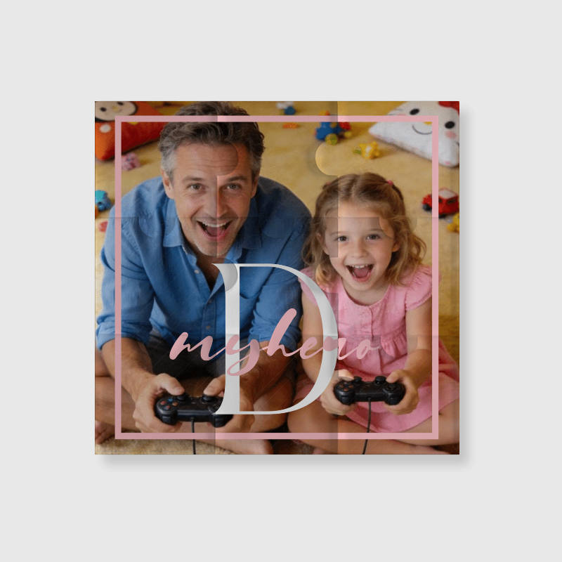 Custom Monogram Photo Puzzle Fridge Magnet for Dad Father's Day Gift