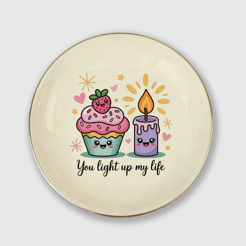 Cute Cupcake Candle Ceramic Jewelry Tray for Couple Valentine Gift