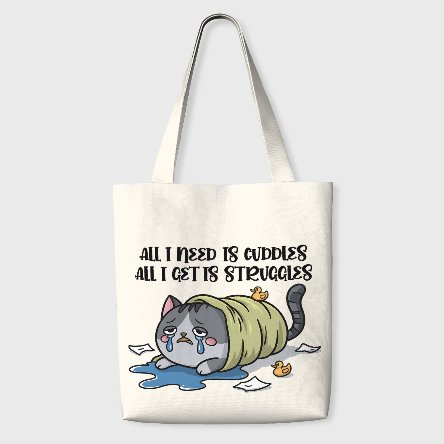 Funny Relatable Cat Quote Tote Bag for Pet Lovers Daily Use