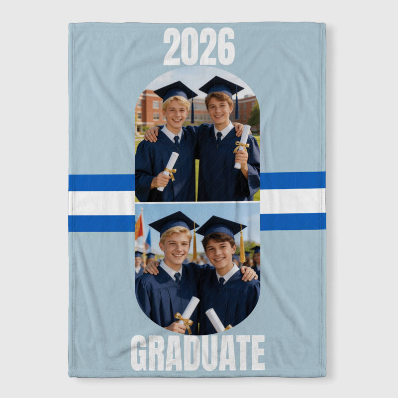 Custom Grad Photo Fleece Blanket for Graduates Gift