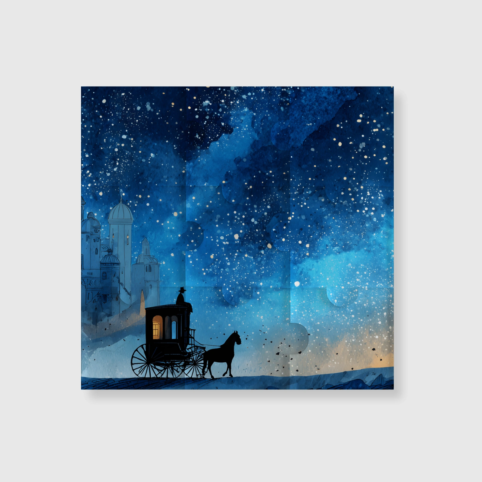 Starry Night Carriage Fridge Magnet Set for Gifts