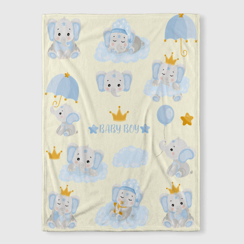 Baby Elephant Fleece Blanket for Baby Boy Gift