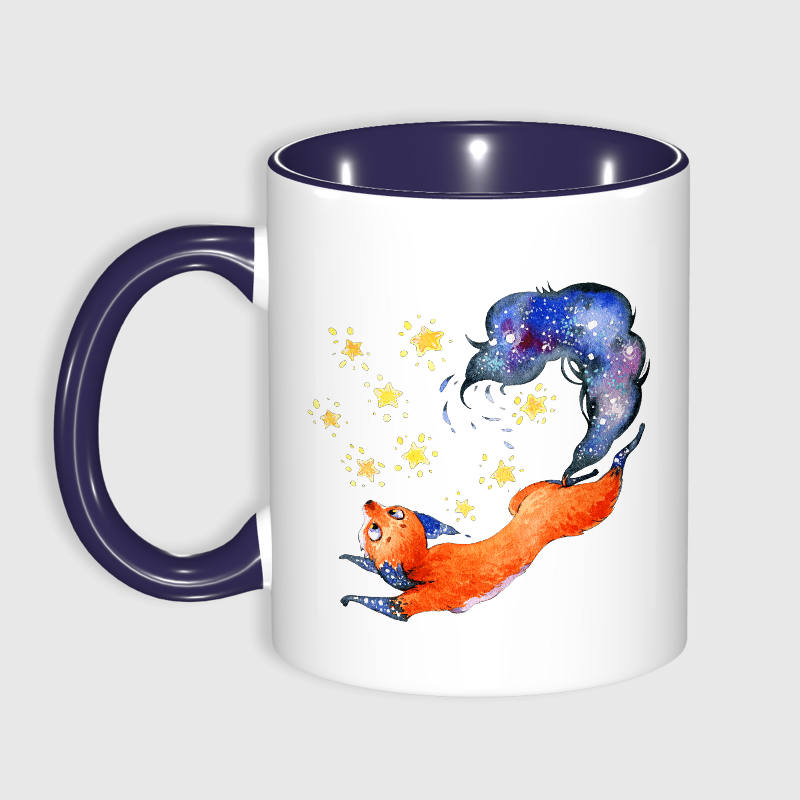 Watercolor Galaxy Fox Mug for Pet Lovers Birthday Gift