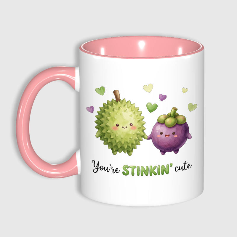 Cute Durian Mangosteen Pun Mug for Couple Valentine Gift