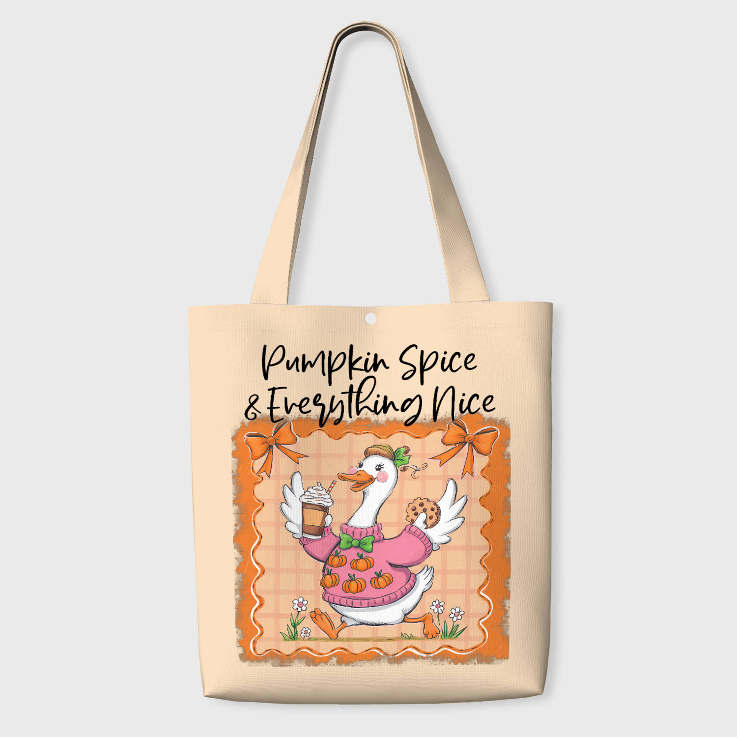 Pumpkin Spice Goose Tote Bag for Fall Lovers Daily Use