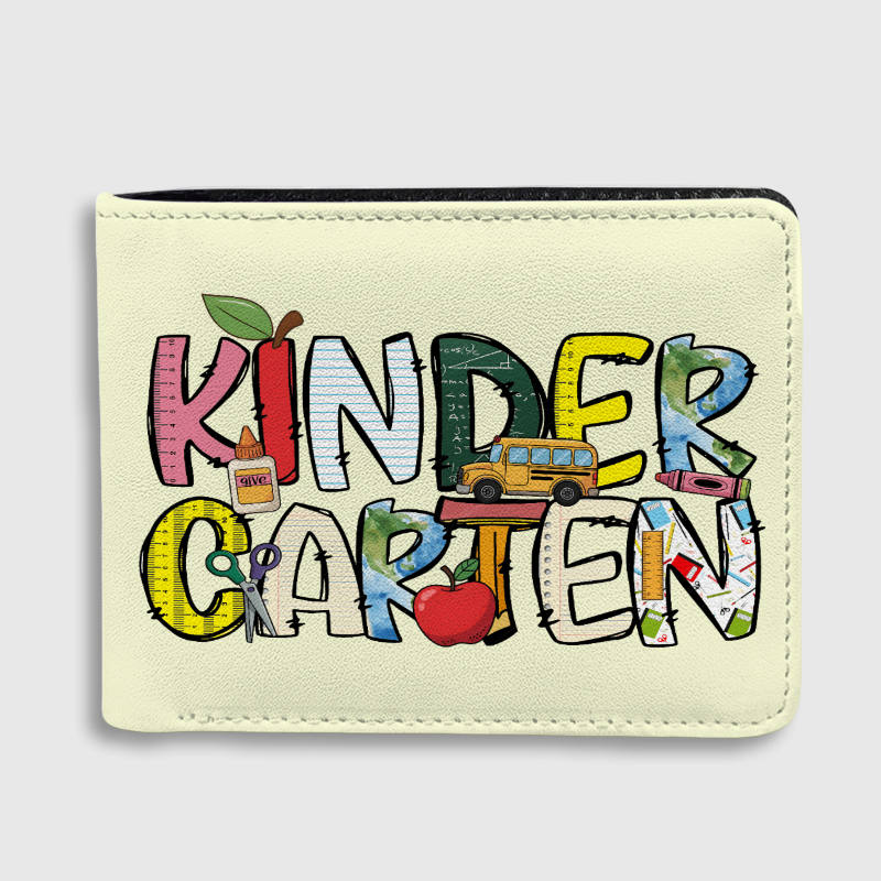 Kindergarten Print Bifold Wallet for Kids Back to School Gift
