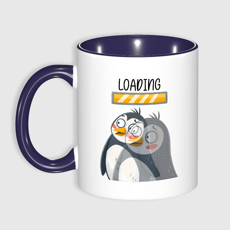 Funny Loading Penguin Ceramic Mug for Animal Lovers Daily Use