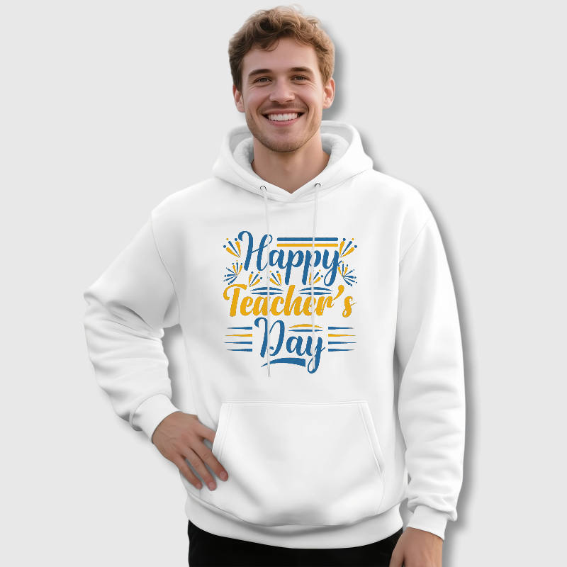Happy Teacher's Day Print Hoodie for Teacher Appreciation Gift