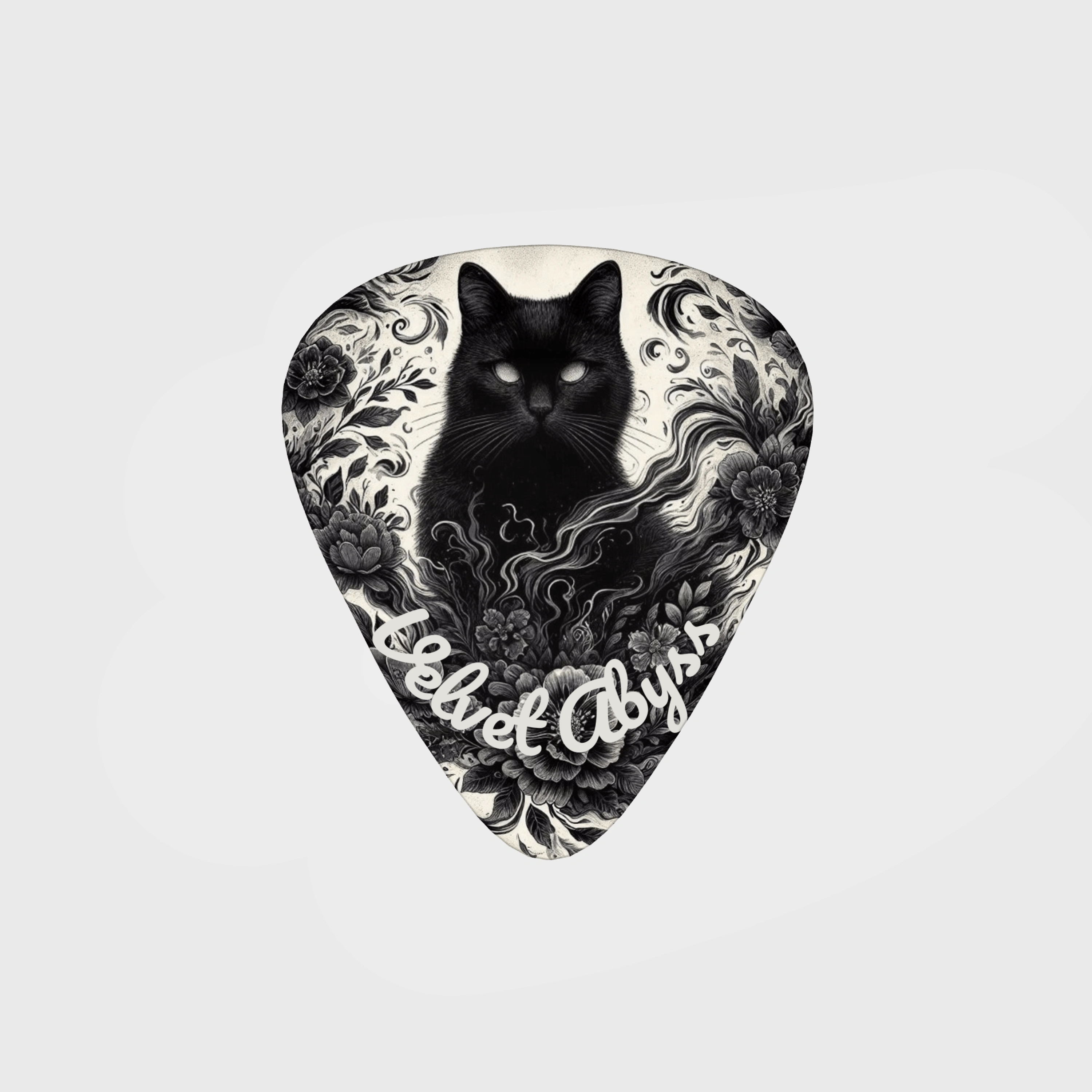 Black Cat Floral Guitar Pick for Cat Lovers Gift