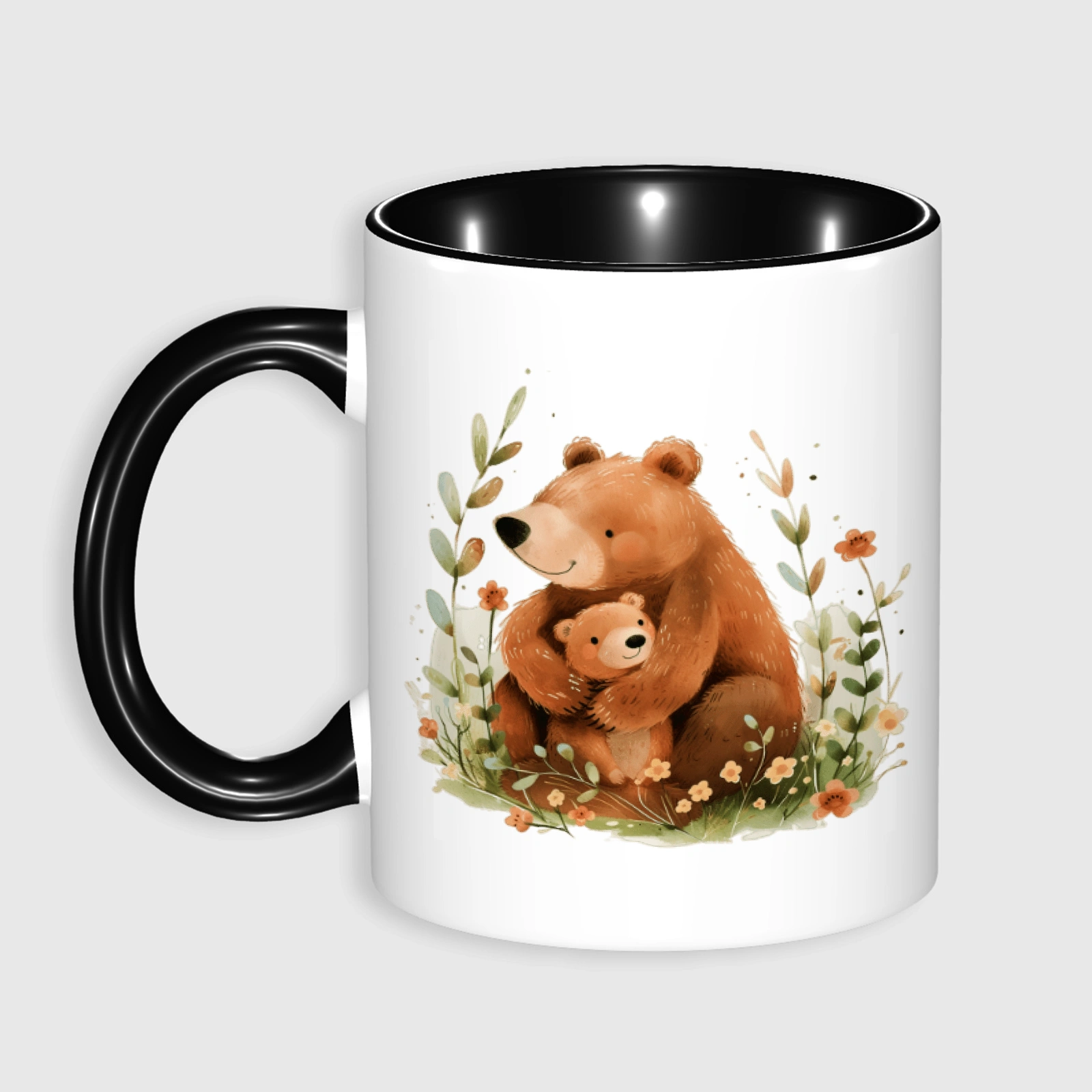 Custom Best Mom Ever Bear Mug - 11oz Black Accent Personalized Gift for Mom