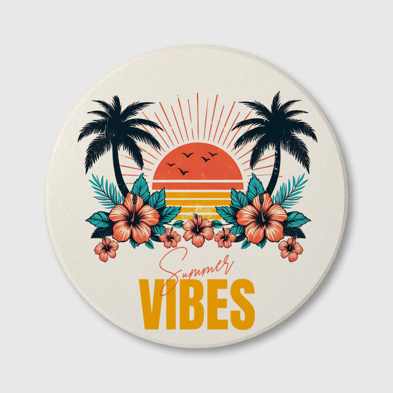Summer Vibes Tropical Floral Ceramic Coaster for Home & Gifting