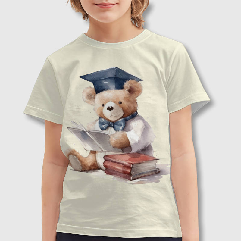 Watercolor Graduation Bear Kids T-Shirt for Back to School