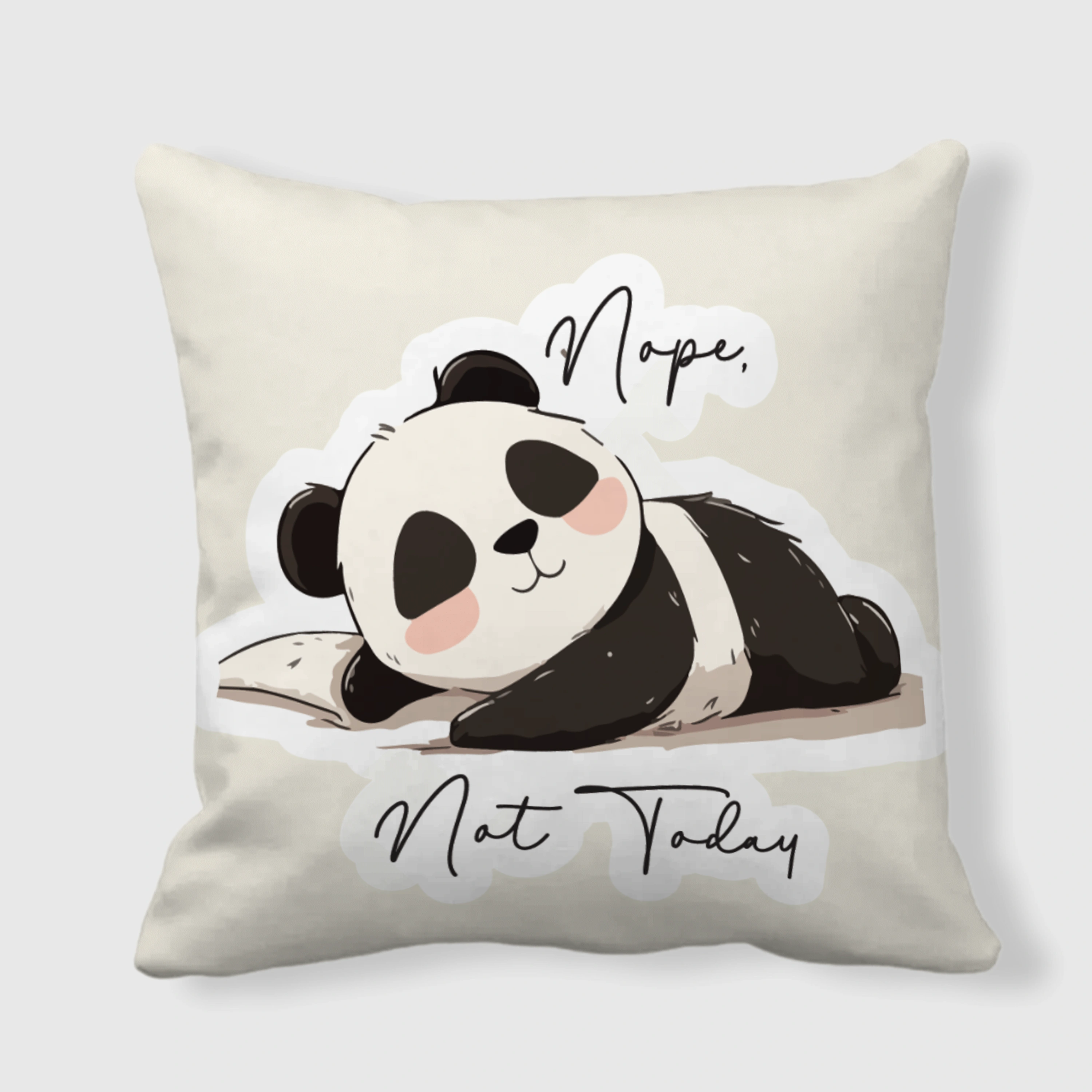Lazy Panda Quote Throw Pillow for Panda Lovers Gift