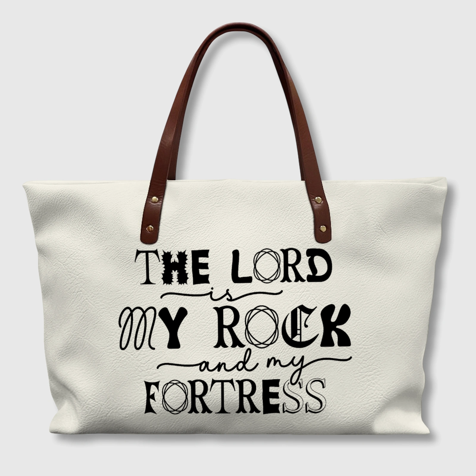 Christian Faith Quote PU Leather Tote Bag for Christians Daily Gifting