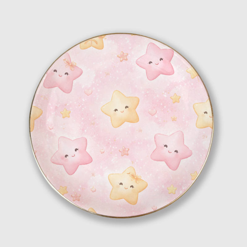 Kawaii Pastel Star Ceramic Jewelry Tray for Girls Vanity Gifts