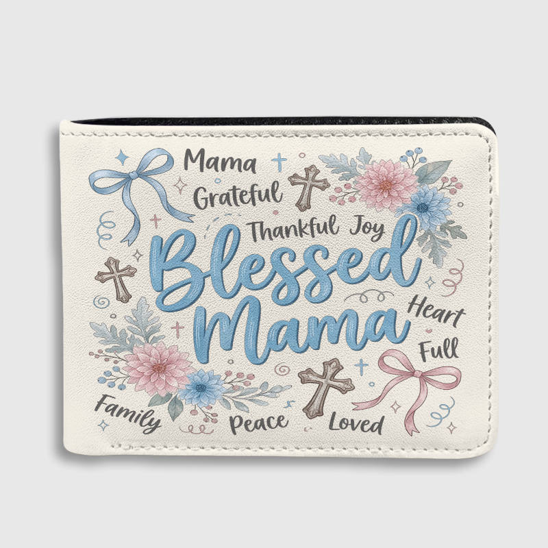 Floral Blessed Mama Wallet for Mom Birthday Gift