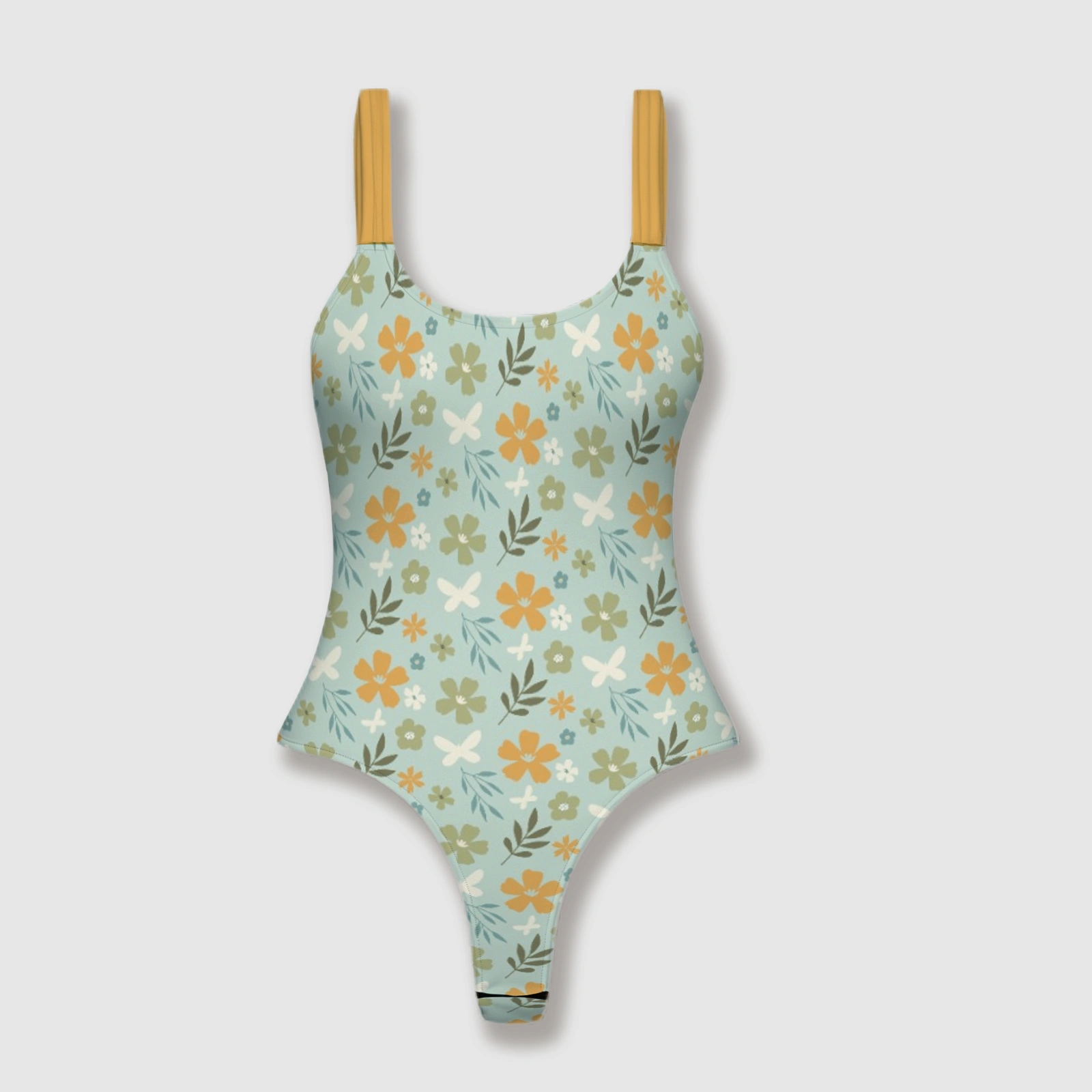 Vintage Floral Thong One Piece Swimsuit for Women Beach Trips