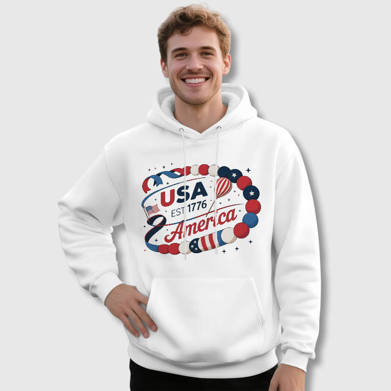 Patriotic USA 1776 Pullover Hoodie for Men Patriotic Gifts