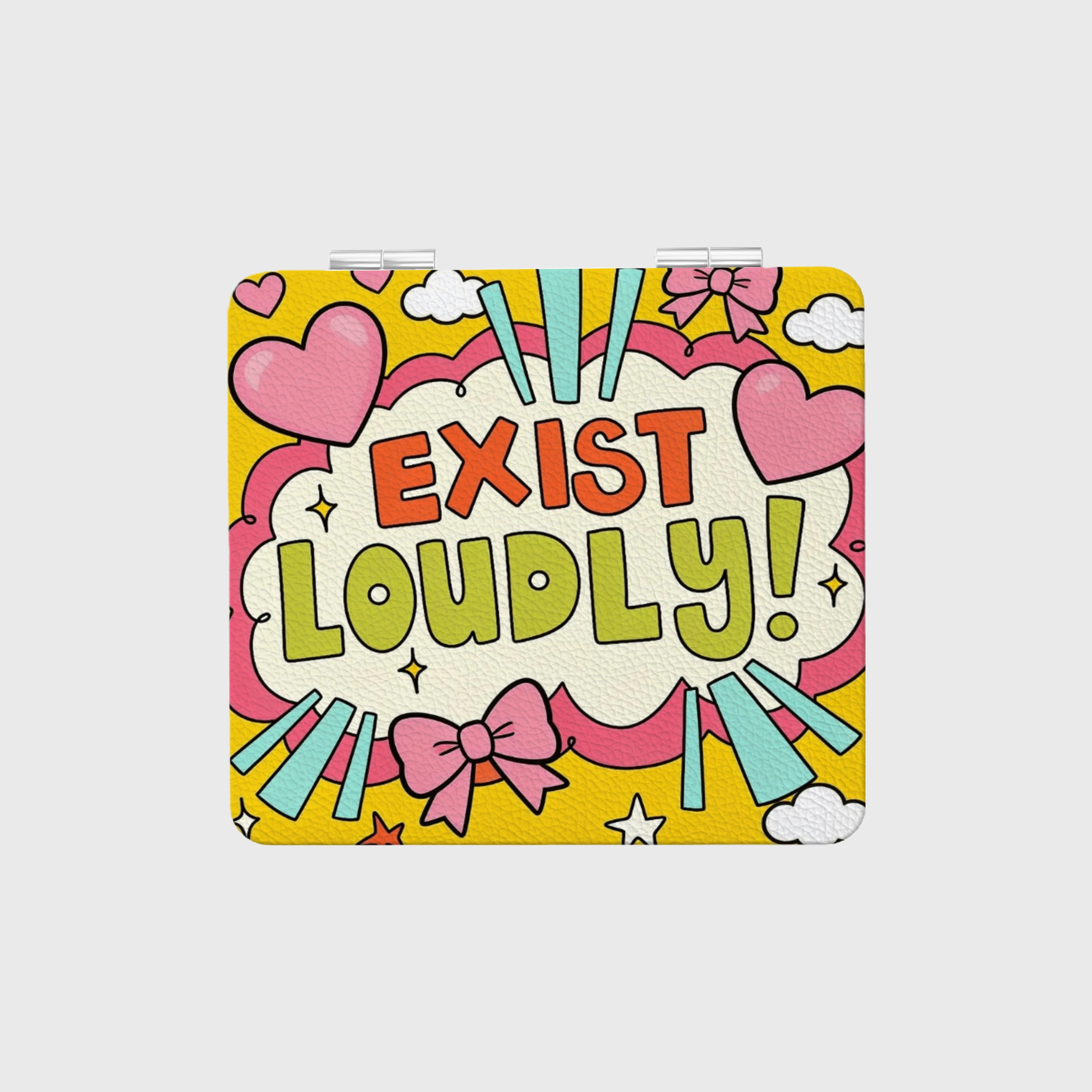 Cute Exist Loudly Square Pocket Makeup Mirror for Bestie Birthday & Graduation Gifts