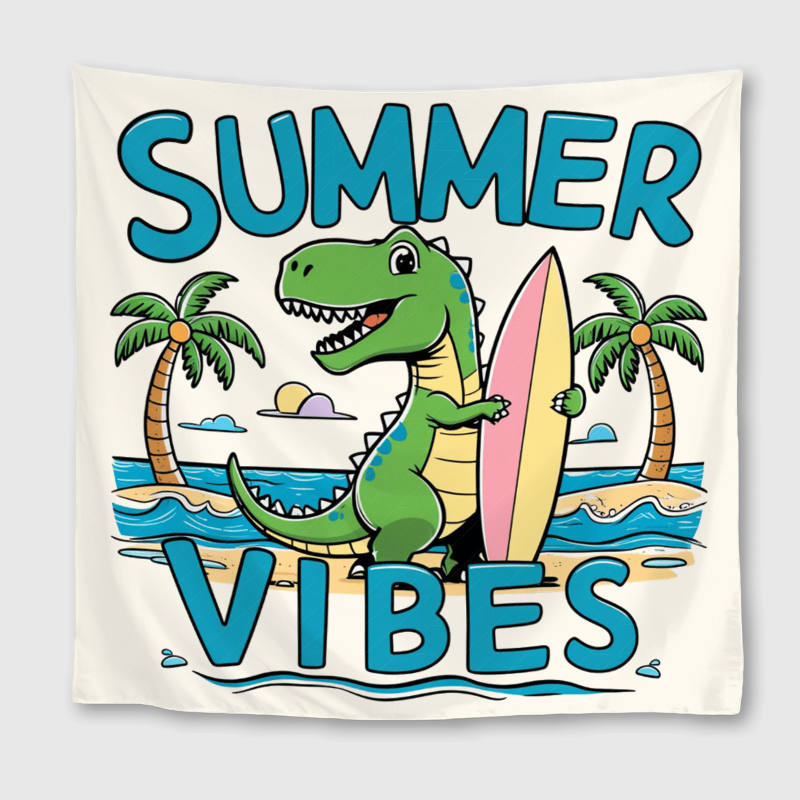 Surfing Dinosaur Summer Vibes Square Towel for Kids