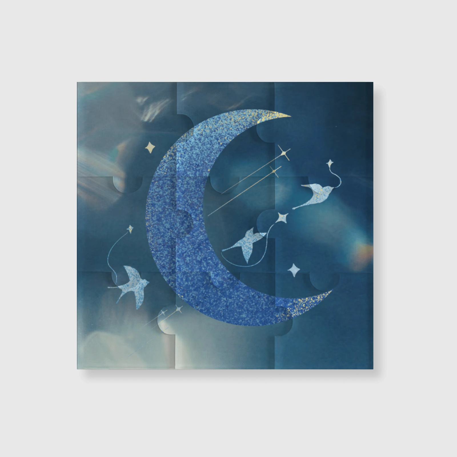 Glitter Moon Bird 9-Piece Fridge Magnet for Friends & Home Decor