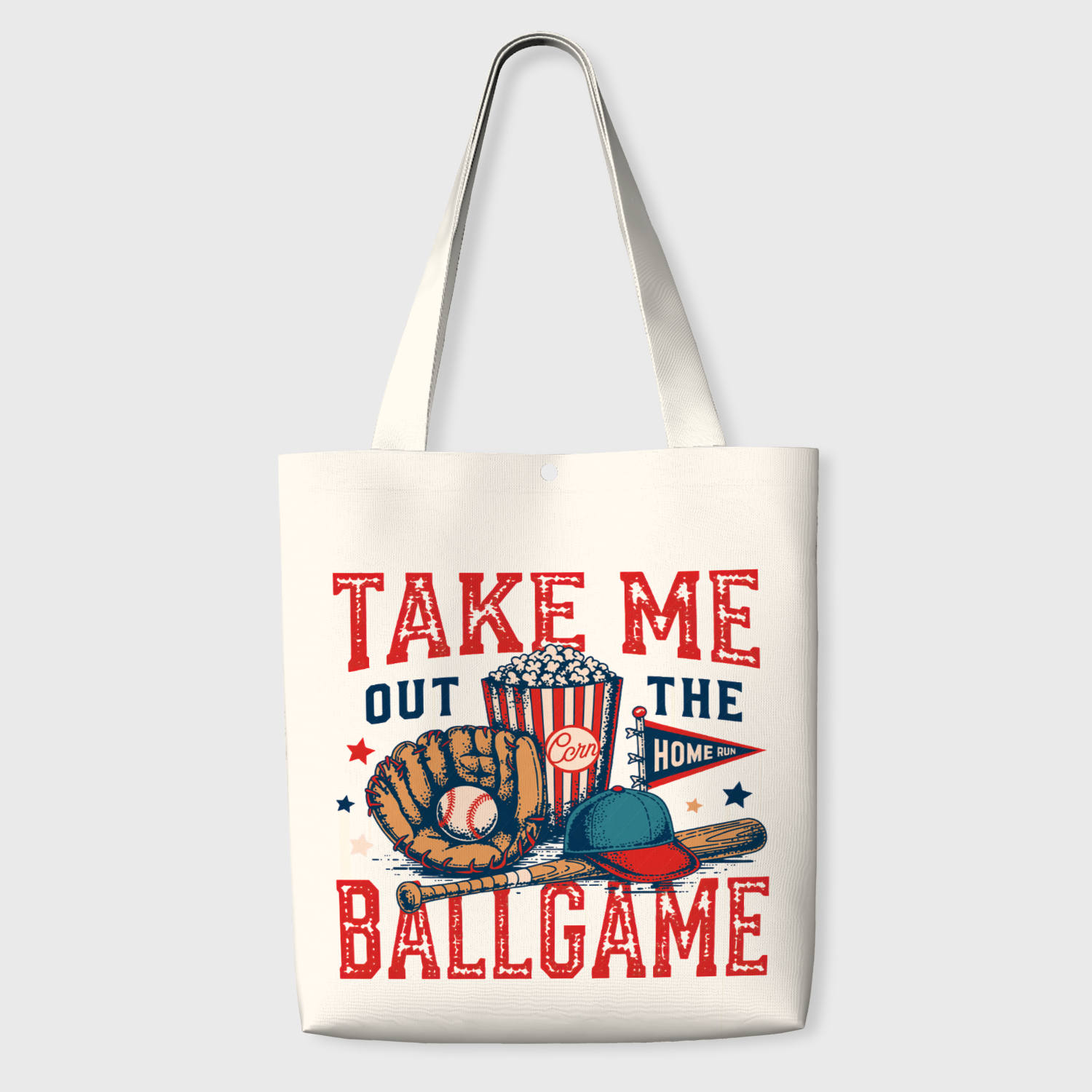 Retro Baseball Print Tote Bag for Sports Fans Game Day Use