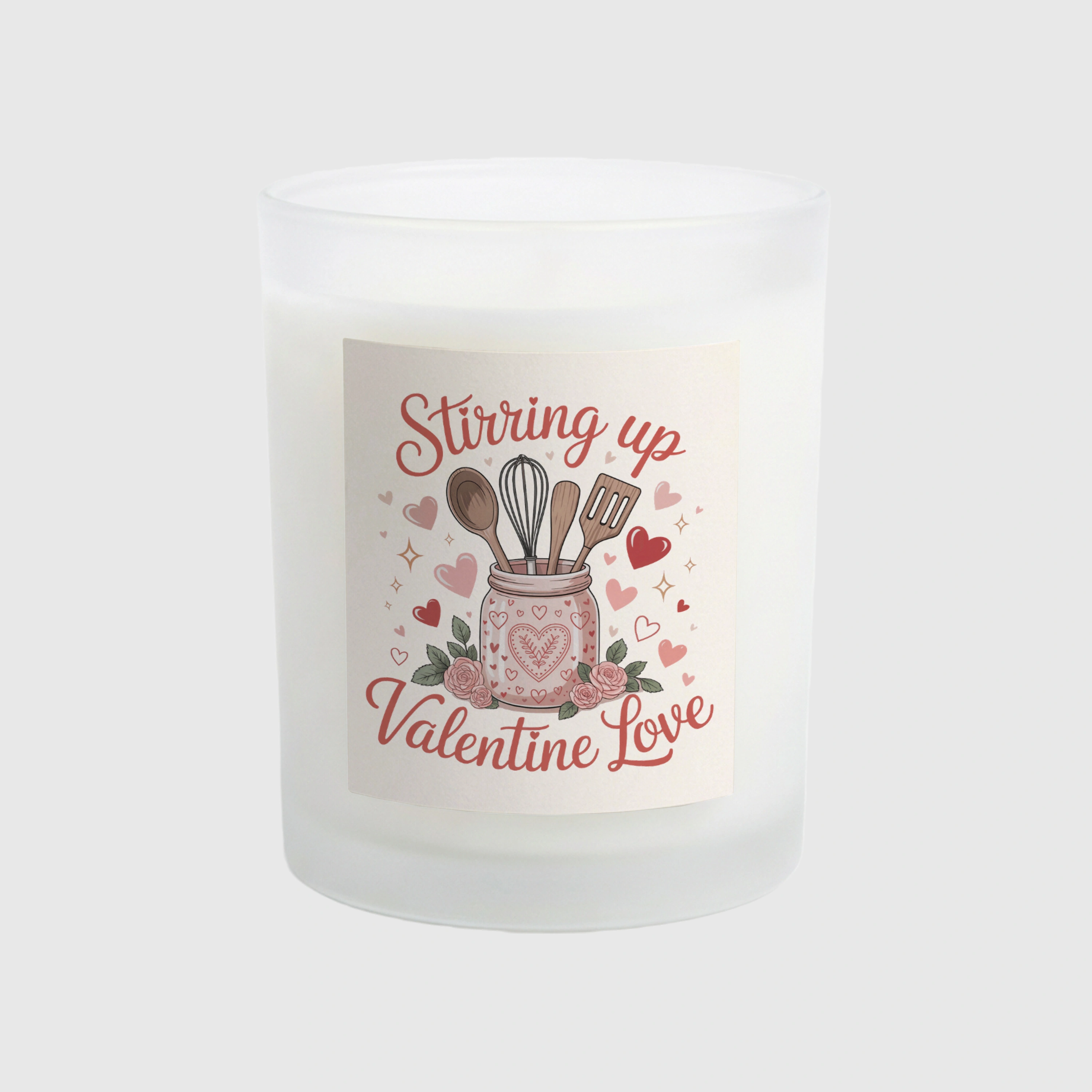 Stirring Up Valentine Love Frosted Glass Candle for Lovers Gift