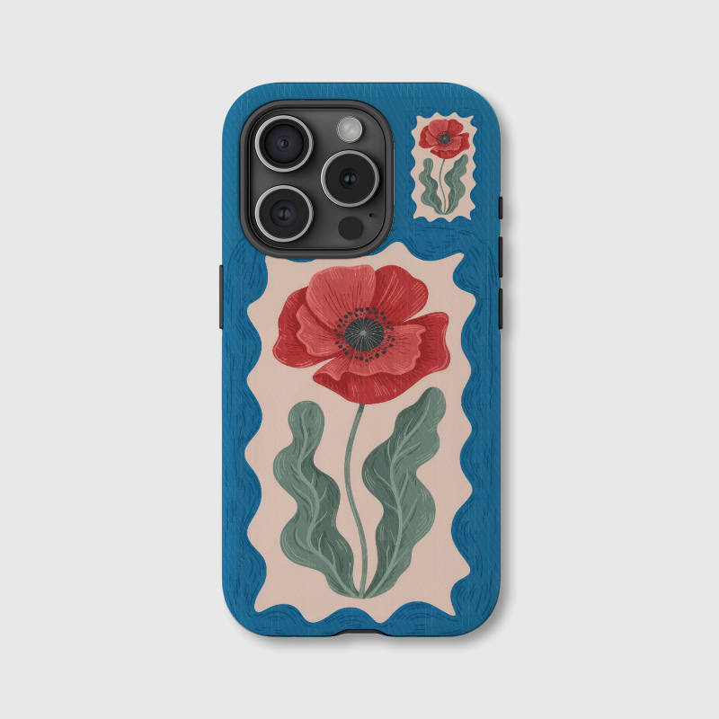 Retro Red Poppy Print Magnetic Phone Case Ideal Gift for Birthdays & Daily Use