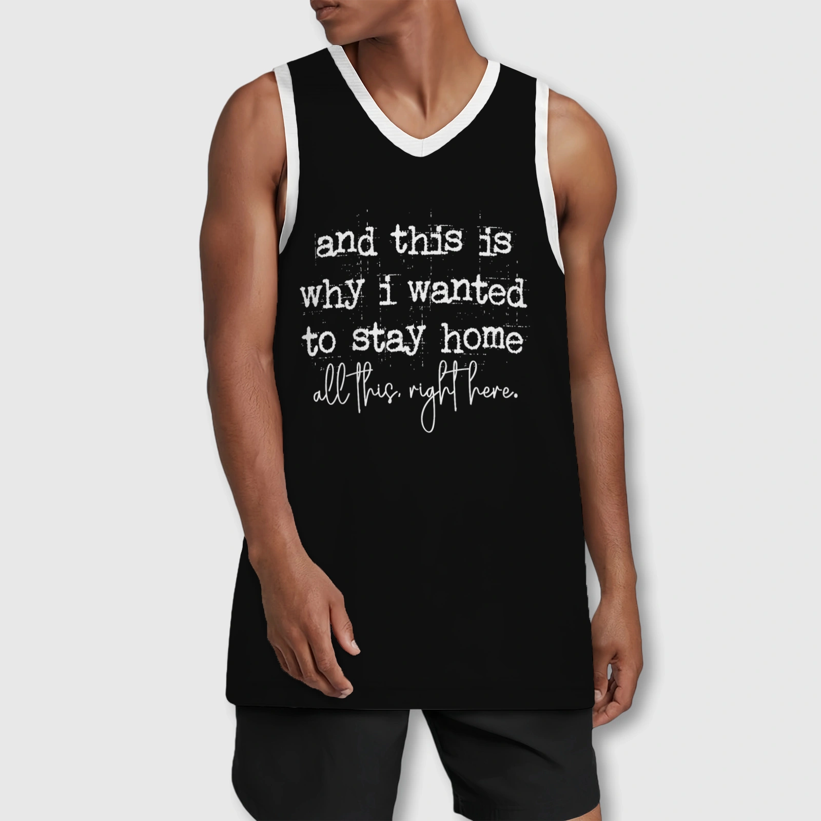 Funny Stay Home Quote Men's Basketball Jersey for Introvert Gifts