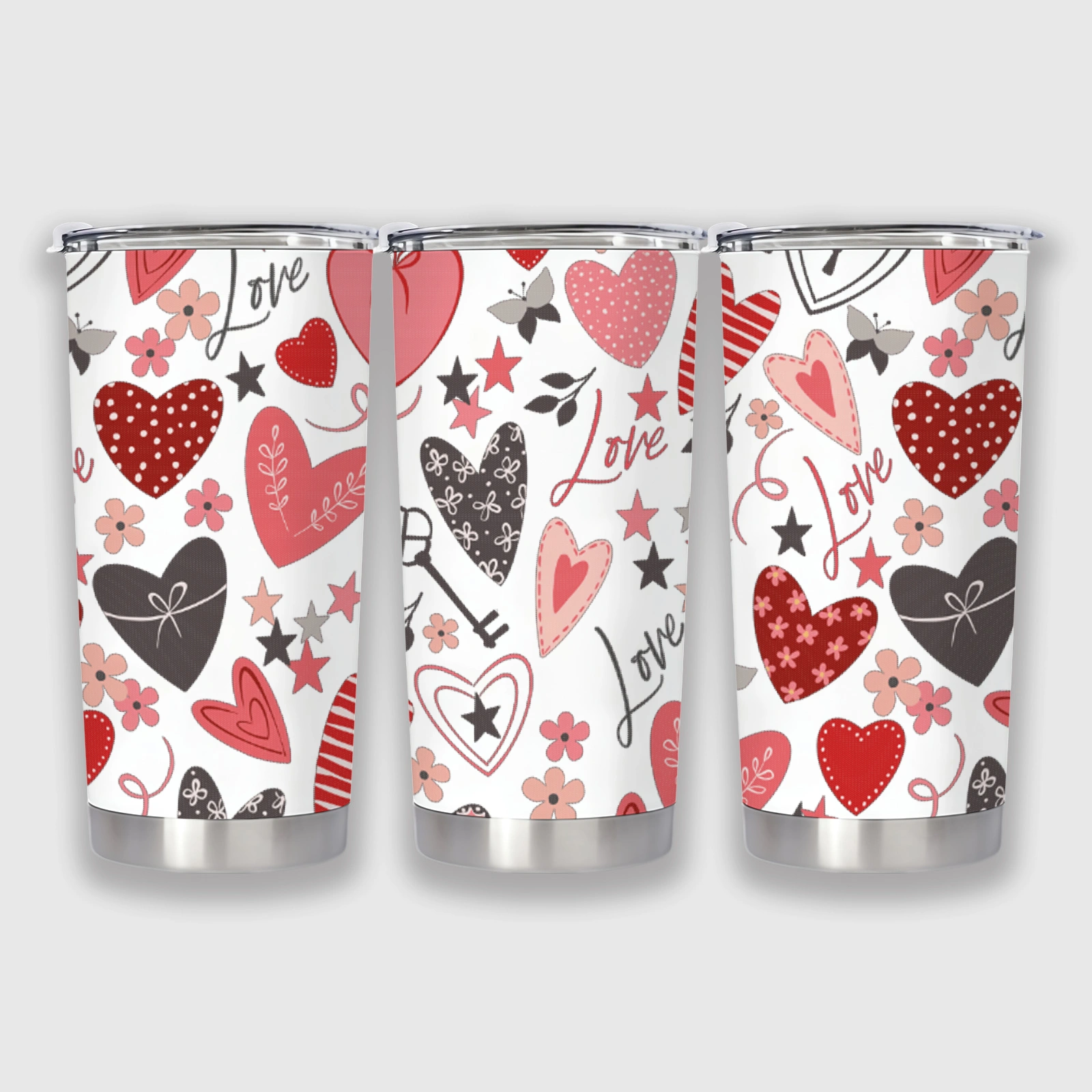Valentine's Love Pattern Stainless Steel Tumbler for Romantic Gift Giving