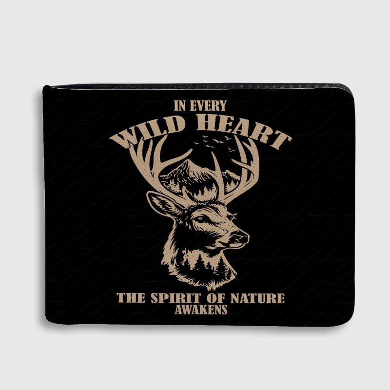 Wild Deer Nature Graphic Bifold Wallet for Outdoor Lovers Daily Use