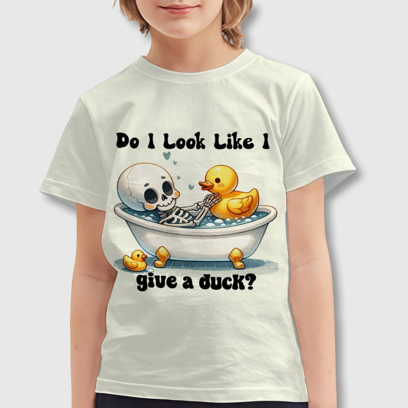 Funny Skeleton Duck Pun Kids T-Shirt for Halloween Gift