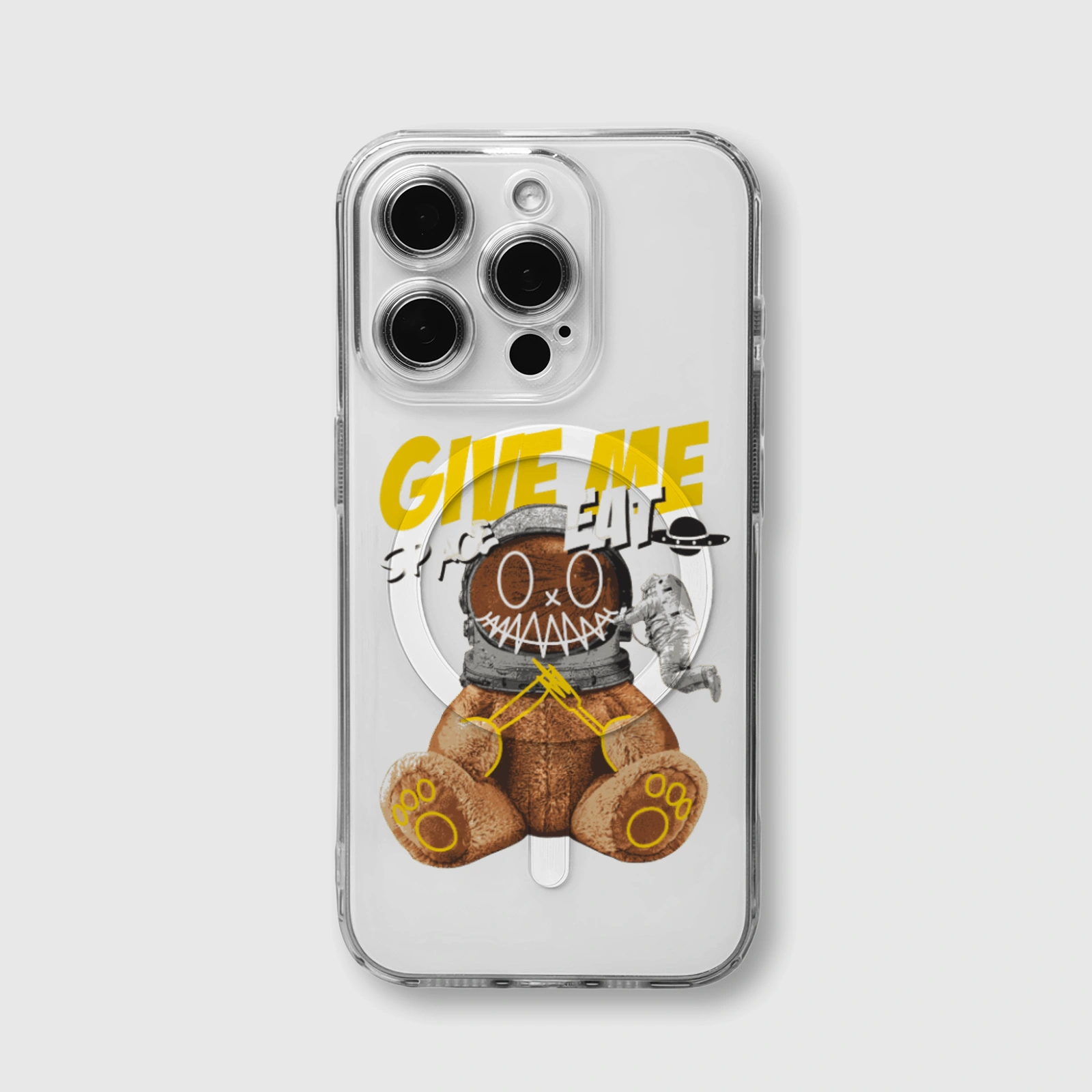 Space Bear Clear Magnetic iPhone Case Ideal for Birthday & Holiday Gifting