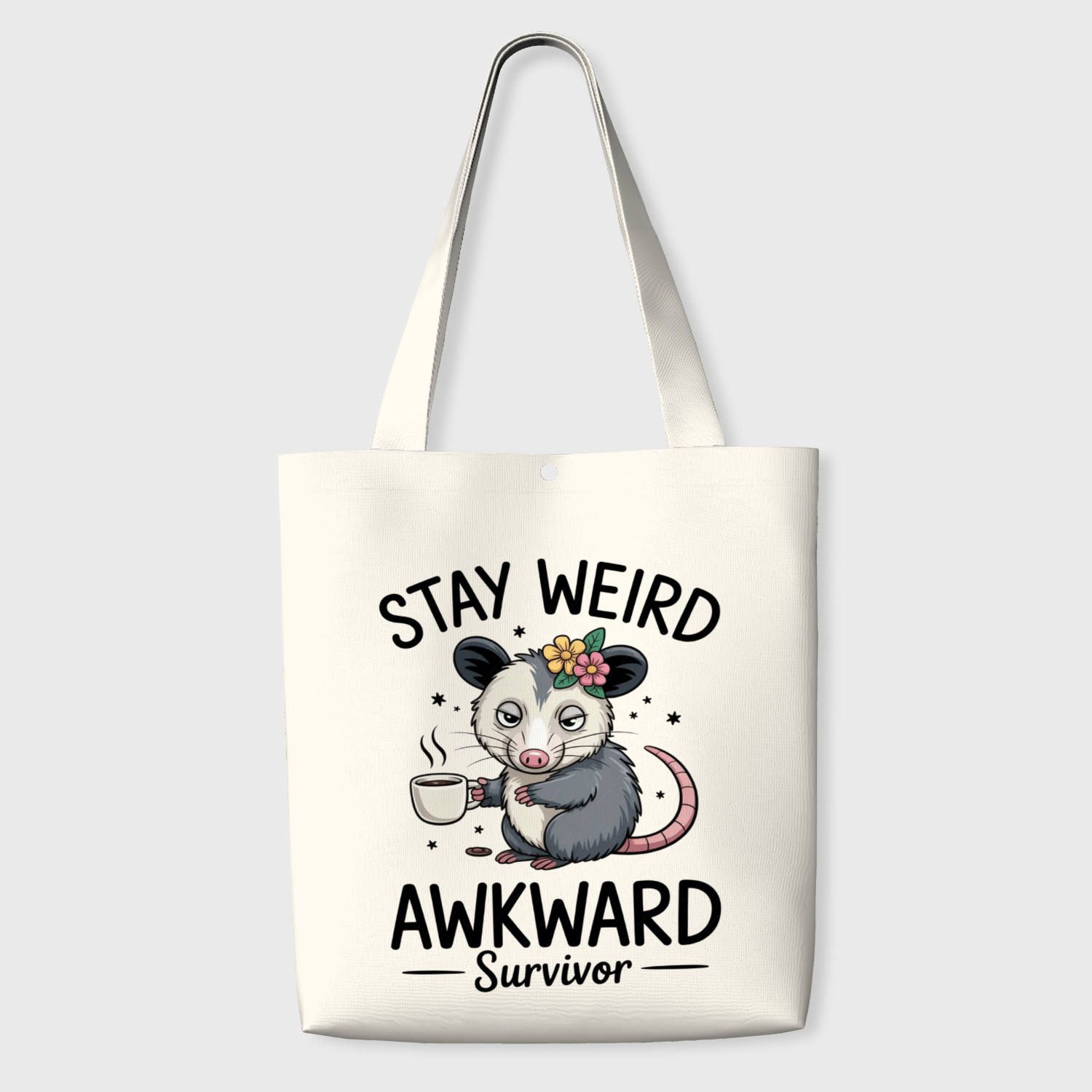 Funny Opossum Quote Tote Bag for Awkward People Daily Use