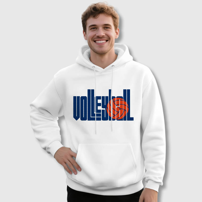 Volleyball Print Pullover Hoodie for Guys Casual Daily Use