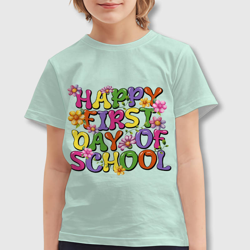 Floral First Day of School Kids T-Shirt Back To School